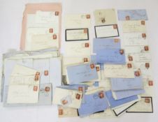 GB stamps: Accumulation of QV LE Imperf & perf 1d red and 2d covers/entires 1850s to 70s with