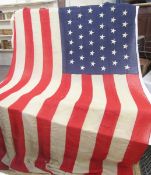 A large USA flag with 45 stars dating to 1896-1908, Spanish-American War era, stamped 