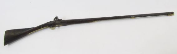Late 18th/early 19th century flintlock hunting musket with polished walnut stock, brass furniture