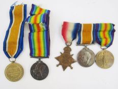 WWI 1915 Star, War Medal and Victory Medal named to 