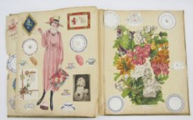 Assorted ephemera and other paper collectables including an early 20th century scrap album, postcard