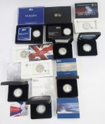 10 Royal Mint Britannia 1oz silver proof coins dated from 2010 to 2020, all in original boxes