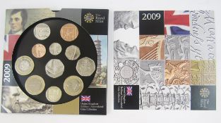Elizabeth II 1952-2022 uncirculated set 2009, including Kew Gardens 50 pence as struck in