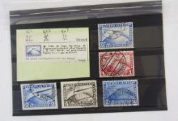 Stamps of Germany: Five used “Graf Zeppelin” Airship LZ-127 air issues: 1m carmine and 2m bright