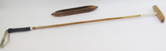 Argentinian polo stick inscribed Fabrica de Tacos, 52