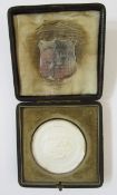 Victorian Cambridge University rowing medal, encased within glass and awarded in 1893 to 