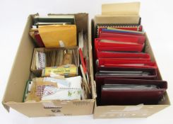 GB and World stamps: Two large boxes - first is full of purposed FDC in albums, 1969-1995 for most