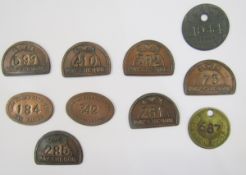 Various medal tokens and railway pay cheque tokens, Victoria 60th anniversary gold gilt medal,