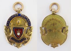 9ct gold Hampshire Football Association medal/fob, 1927-28 Intermediate Cup, 13g approx.