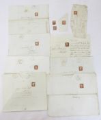 GB stamps: QV imperforate 1d red-brown entires/piece with black Maltese Cross cancelled, plus 3