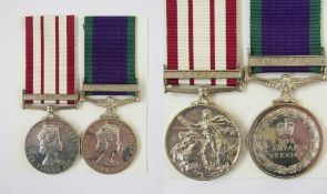 Naval General Service Medal with Cyprus clasp, and General Service Medal with Borneo clasp, both
