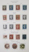 GB stamps: SG purposed-page album of used QV-QEII, 1840-1987, including 1d black ‘ME’ and 2d blue ‘