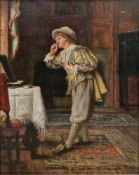 Francis Sydney Muschamp RBA (1851-1929) Oil on canvas Interior scene depicting a young man in
