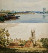 R Hamilton Chapman (fl.1881-1923) Watercolour  View of Oxford from the river, signed and dated