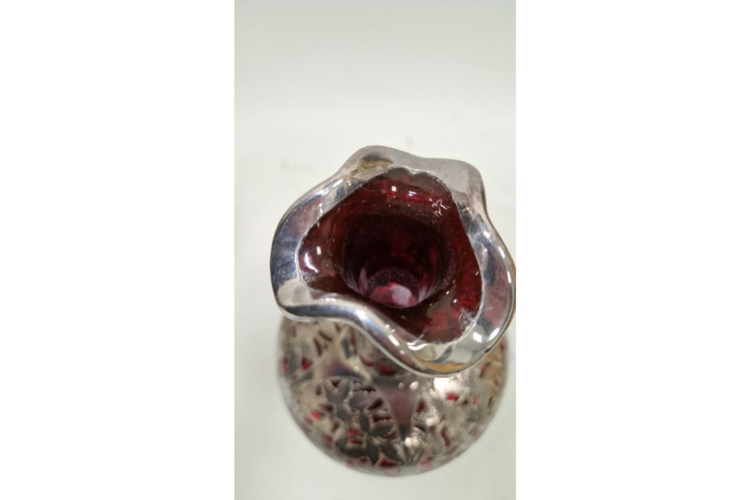 Pair of Victorian silver overlaid ruby glass decanters and stoppers, Birmingham 1900, maker's name - Image 56 of 72