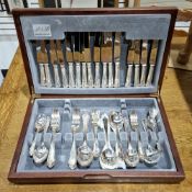 S & B part A1 silver plate canteen of flatware, Dubarry pattern handles, 8 place setting