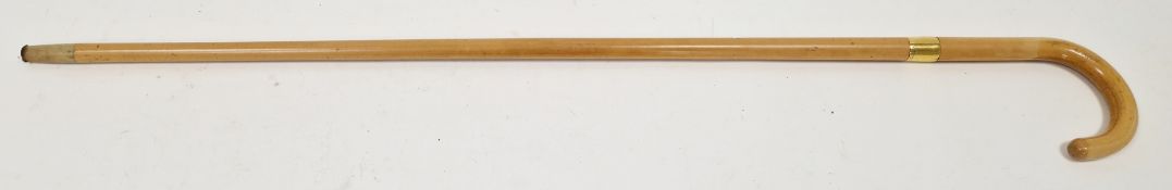 Brigg of London malacca walking stick with 18ct gold collar, hallmarked London 1929, Charles