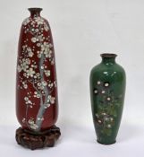 Two Japanese cloisonne enamel vases, early 20th century, the first tapering baluster decorated
