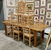 Modern oak refectory table by James Fittall of Quercus Furniture, 78cm high x 100cm wide x 244cm