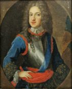 After Alexis Simon Bell (French 1674-1734)  Miniature portrait on copper  King James VIII and III or