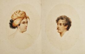 19th century school Watercolour Miniature portrait of a male, unsigned, unframed, 14.5cm x 12cm,