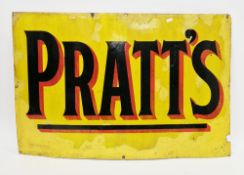 Pratt's enamel enamel advertising sign with black and red writing on a yellow ground, 61cm x 90cm