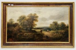 A. Beattie (19th century) Oil on canvas Extensive rural scene with two girls fetching water,