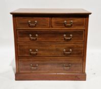 Edwardian mahogany and satinwood inlaid chest of two short over three long graduated drawers, with