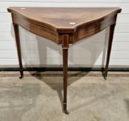 Late 19th/early 20th century mahogany folding card table with satinwood crossbanding and