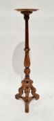 Early to mid-20th century Indian hardwood carved jardiniere stand, the carved circular plate top