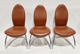 Three Senator International Ltd office chairs with chrome frames and tan upholstery (3)