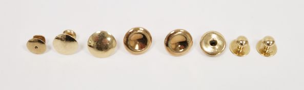Eight assorted 9ct gold studs, total weight approx 11.2g