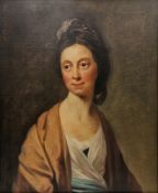 Late 18th/early19th century school Oil on canvas Head and shoulder portrait of a woman, unsigned,