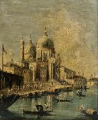 In the manner of Aldo Grossi (19th century) Oil on canvas Venetian canal scene with gondoliers and