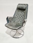 Bruno Mathsson (1907-1988) Jetson chair for Dux, with grey leather upholstery and revolving chrome