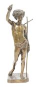 After Paul Dubois (1830-1887) a bronze figure of Saint Jean Baptiste, signed P. Dubois, with a