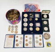 Collection of coins and silver including Victoria 1897 silver crown, two George V half crowns
