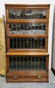 Early 20th century oak Globe-Wernicke library bookcase, comprising four stacking sections with