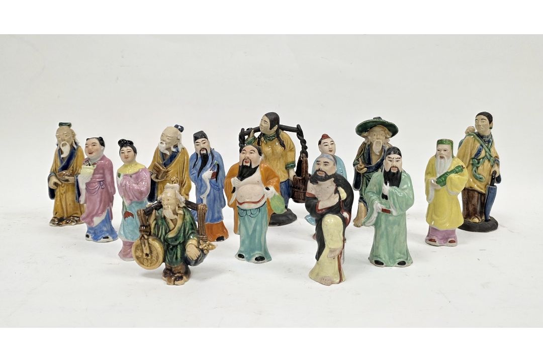 Group of Chinese Shiwan mudman figures of small size, including a water carrier, man with an - Image 1 of 2