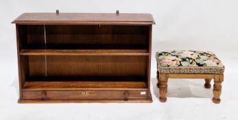 19th century mahogany hanging bookcase with single shelf and drawer below, 66cm high x 96cm long x