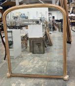 Large 19th century dome top over-mantel mirror, the gilt moulded frame with beaded edge, 148cm