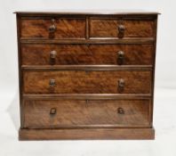 Victorian stained pine chest , the rectangular top with ogee moulded edge, over two short and