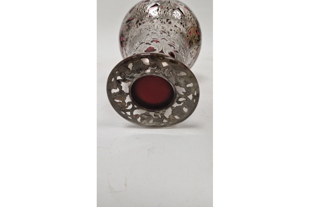Pair of Victorian silver overlaid ruby glass decanters and stoppers, Birmingham 1900, maker's name - Image 16 of 72
