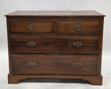 Early 20th century mahogany chest, the rectangular top over a carved frieze and two short and two