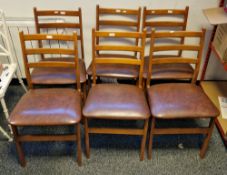 Set of six 1960's/70's teak dining/office chairs with three bar backs (6)