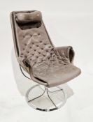 Bruno Mathsson (1907-1988) Jetson chair for Dux, with grey leather upholstery and revolving chrome