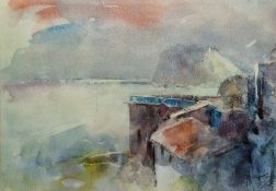 Javier Sagarzazu (Spanish, b.1946) Watercolour drawing Coastal view looking out to sea overlooking