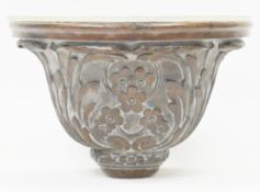 19th century mahogany wall bracket of demi-lune shape, carved with flowers and acanthus leaves,