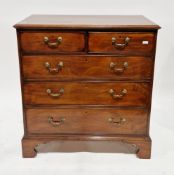 George III mahogany chest of drawers, the rectangular top with ogee moulded edge, over two short and