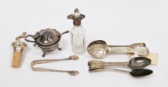 Five Victorian silver fiddle pattern teaspoons by John and Henry Lias, London 1847, another set of